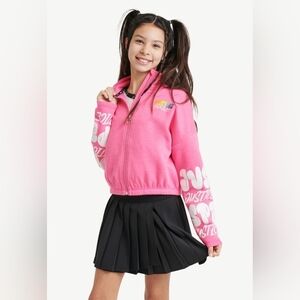 Justice Pink Zip-Up Jacket with White Lettering